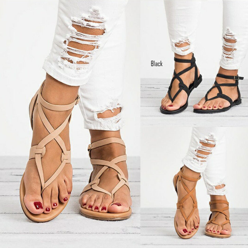 Thin Belt Clip Flat Flat Large Size Women's Sandals