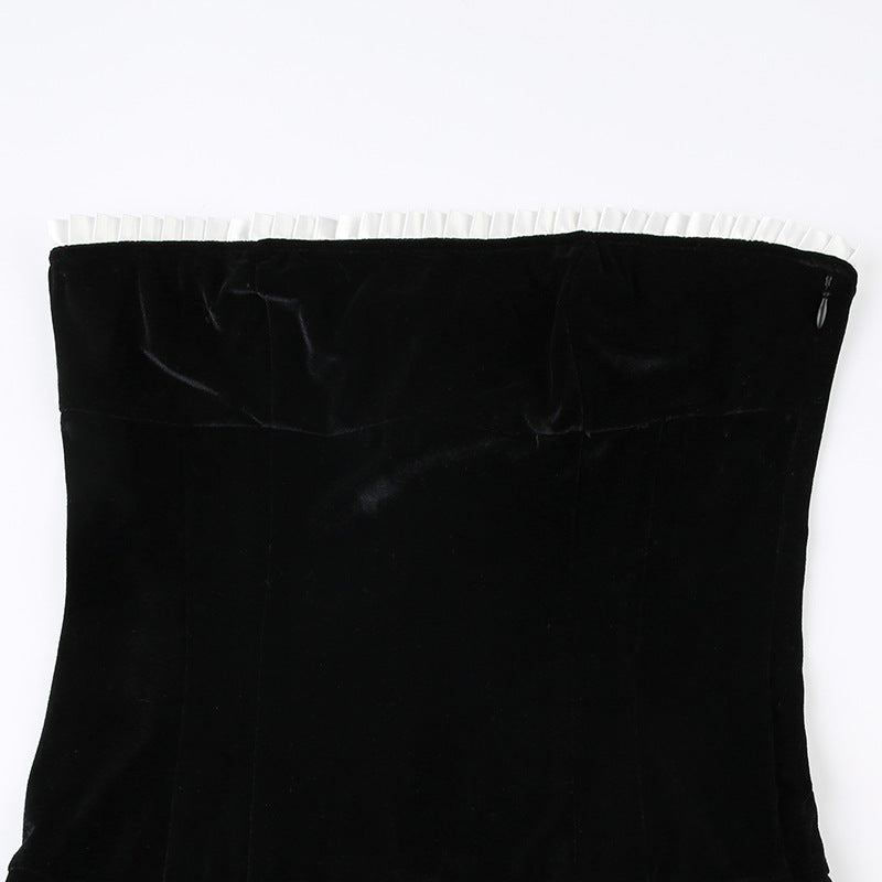 European And American Hot Girl Sexy Lace Pleated Lace-up Sleeveless Short Vest Dress